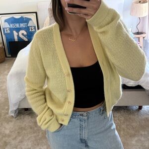 America Vintage Yellow Cardigan Sweater